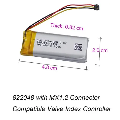 £11.88 • Buy 3.8V 1000mAh Rechargeable Lipo Battery 822048 MX1.2 For Valve Index Controller