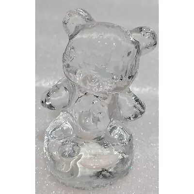 Biedermann Glass Mini Taper Candle Holder Teddy Bear 2-1/4  Figurine Decor • $7.95