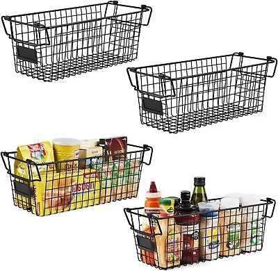 Brand New --  Stackable Wire Basket Storage Shelf Organizer With Handles 4 Pack • $25.99