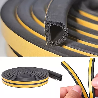 5m Self Adhesive Draught Excluder D Shaped Rubber Strip For Garage Door Seals • £4.35