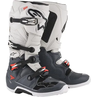 Alpinestars MX Motocross Tech 7 Boots (Dark Gray/Light Gray/Fluo Red) • $381.04