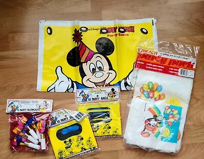 Vintage Disney Mickey Birthday Party Supplies Paper Tablecloth Bag Napkin Blower • $13.49