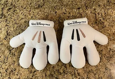 10” PAIR Walt Disney World Mickey Mouse White Plush Costume Gloves Hands Vintage • $9.99