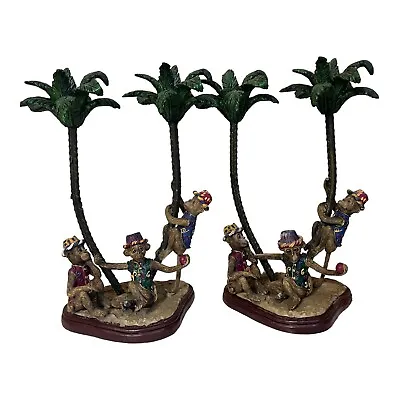 Vintage Circus Monkey Beach Vacation Climbing Palm Tree Candle Stick Holder 11.5 • $88.88