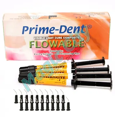 Dental Micro Hybrid Flowable Light Cure Resin Composite 4 Syringe Kit - Assorted • $25.99