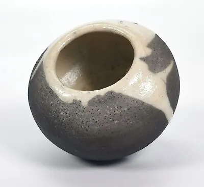 Studio Pottery Raku Bowl With Hakeme Drip Glaze • £18