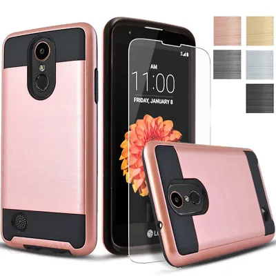 Brushed Armor Shockproof Hard Slim Case Cover + Tempered Glass Screen Protector  • $7.79