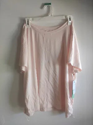 Women's FLX Eco Friendly Cinched-Side Keyhole Back Tee Beige XL • $17.45