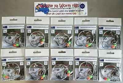 10x Hand Tied 60lb Snapper & Mulloway Fishing Rigs 2 X Octopus Circle 6/0 Hooks • $44.97