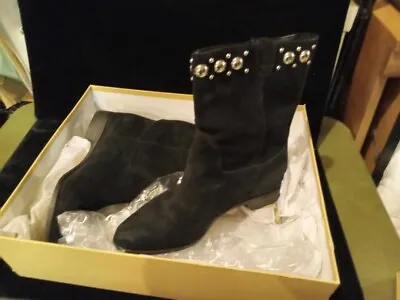 Michael Kors Black Suede Hayes Booties With Silver Studs Size 9 • $60