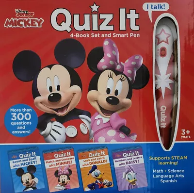 Disney Mickey Quiz It Books | 4 Book Set And Smart Pen | Kids Learning • $49.95