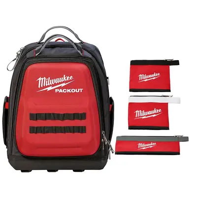 Milwaukee Backpack Tool Bag 15 Inch PACKOUT 3 Pack Multi Size Heavy Duty Pouch • $175.01