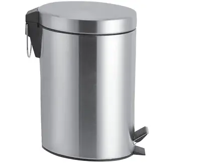 12l Metal Chrome Pedal Bin Kitchen Toilet Rubbish Hygienic Dustbin Garbage Waste • £10.99