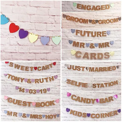 £3.89 • Buy Personalised Wedding Bunting Banners Decorations Photo Props