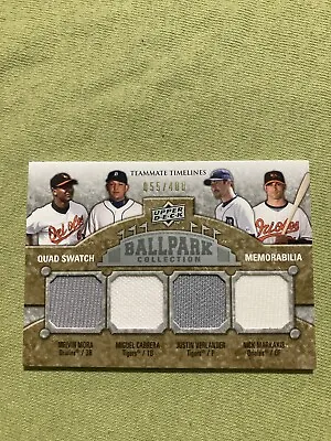 2009 Ballpark Collection Quad Swatch Jersey Mora/Cabrera/Verlander/Markakis /400 • $14.99