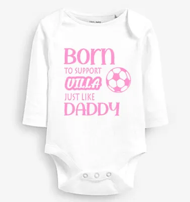 £10.99 • Buy Personalised Aston Villa Born To Support ~ Long Sleeve Bodysuit Baby Suit