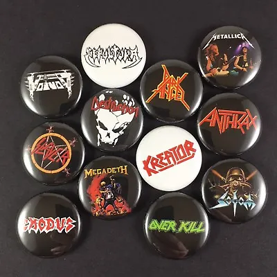 Thrash Metal 1  Button Pin Lot Slayer Megadeth Metallica Kreator Sodom Exodus • $7.99