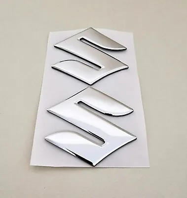 Suzuki Silver / Chrome 3D Badge Tank Emblem Logo Stickers Graphics Decals • £9.95