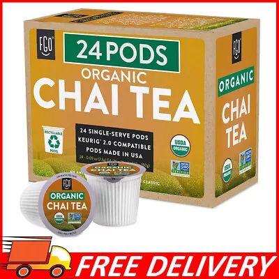 Organic Chai Black Tea K-Cup Pods Keurig Compatible USDA Organic Non-GMO 24ct • $22.52