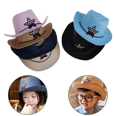 Kids Boys Girls Cowboy Summer Breathable Hat Straw Sun Hat Children Hats A!H-PN • £4.96