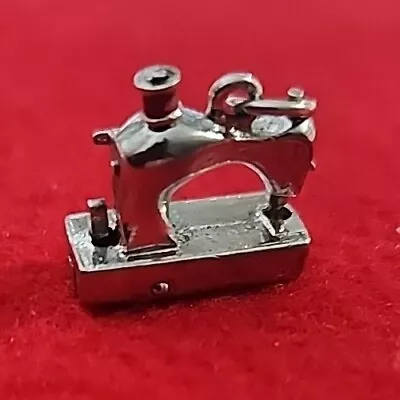 Vintage Sterling Silver Charm Pendant Movable Sewing Machine Needle Up And Down • $19