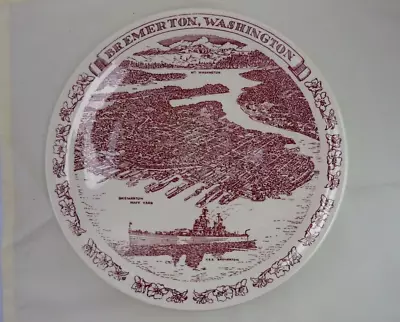 Souvenir 10.5  Plate Bremerton Washington Naval Yard Mount Vernon Kilns Novelty • $9.90