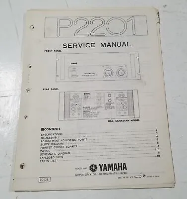 Original Yamaha Power Amplifier Amp P2201 Service Manual • $40.68