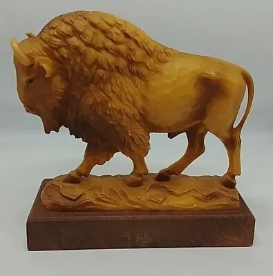 VTG Gold & Brown Resin Buffalo Bison Figurine On Base GERMANY (B1) • $16.99