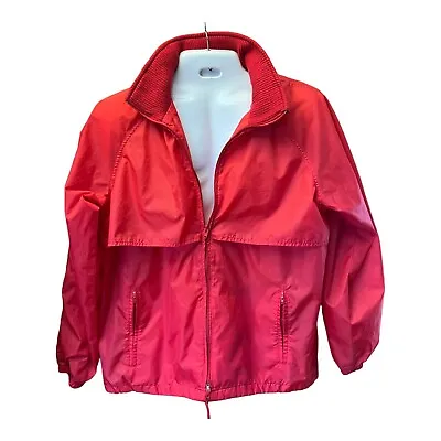 Vintage Mens Windbreaker Jacket Medium Nylon Red Hooded Raincoat Active Wear • $9.09