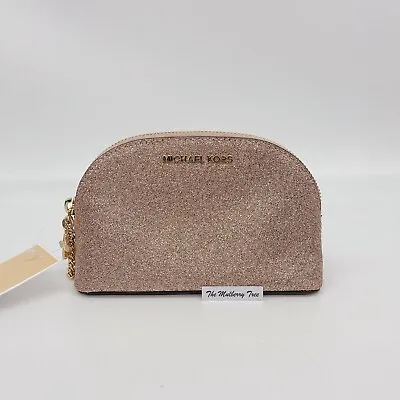 Michael Kors Alex Medium Travel Pouch Leather Glitter Holiday Christmas NWT $98 • $58