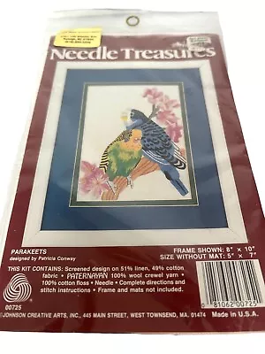 Vintage Needle Treasures Parakeets Embroidery Crewel Stitchery Kit NEW Birds 5x7 • $16.50