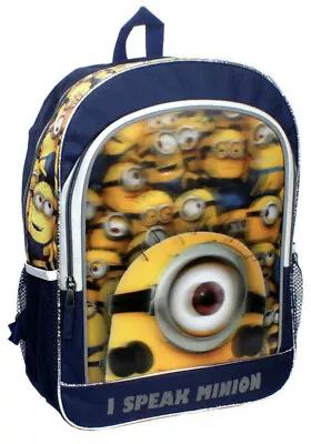 Disney's Despicable Me 3-D  I Speak Minion  16-inch Kids Backpack In Blue NEW • $23.99