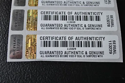 £45 • Buy COA Certificate Authenticity Security Labels X 500 VOID + Side Label + Serials