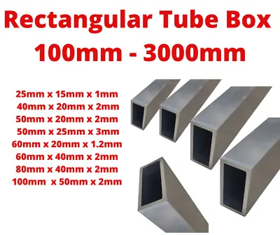 ALUMINIUM RECTANGULAR BOX SECTION Multiple Sizes Lenght 25mm To 100mm Custom Cut • £42