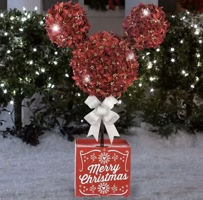 Disney Magic 35” Holiday Mickey Mouse Lighted LED Ponsettia Topiary Tree 2022 • $139.99