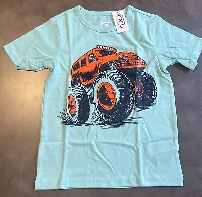 Children’s Place Boys Size 5T Monster Truck Shirt Aqua Blue Big Tires • $5.50