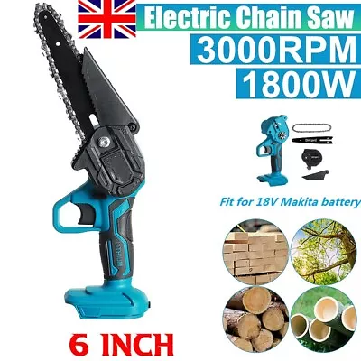 6inch Electric Chainsaw Wood Cutting Saw Cutter Cordless For Makita 18V Battery • £14.99