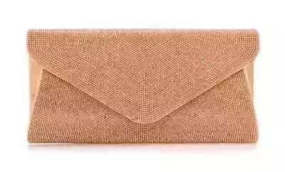 £19.90 • Buy Women's Diamante Satin Flap Envelope Wedding Bridal Prom Clutch Handbag Bag UK