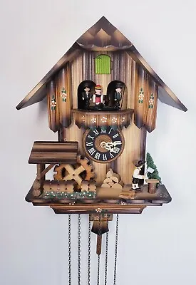 DER FROHLICHE WANDERER EDELWEISS CUCKOO CLOCK 2708 SWISS Albert Schwab Karlsruhe • £370.47