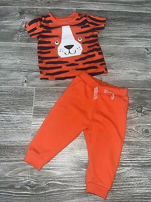 Baby Boys Two Piece Set Orange Tiger Design Fred& Flo 6-9 Months  • £2
