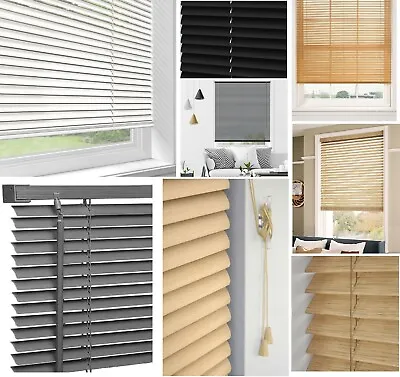 PVC Blinds Window Venetian Blind Easy Fit Home Office Wood Effect Trimmable New • £5.25