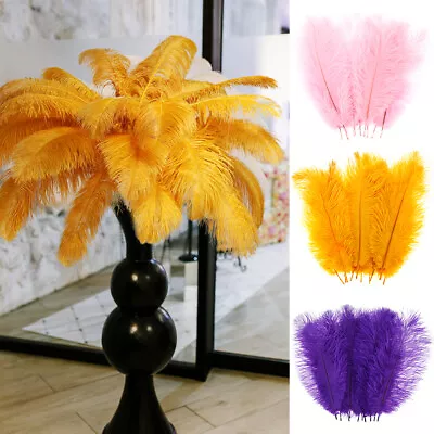 10Pcs Ostrich Feather Multi-Color Ostrich Feather Plume Decorative Pink WaiWl • $18.49