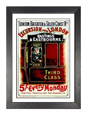 £6.99 • Buy Third Class Hastings & Eastbourne Old Advert Poster London Railway Photo Guard 
