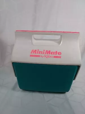 Retro Igloo Mini Mate Cooler Lunchbox Teal & Pink Beer Beach Personal Cooler USA • $11.99