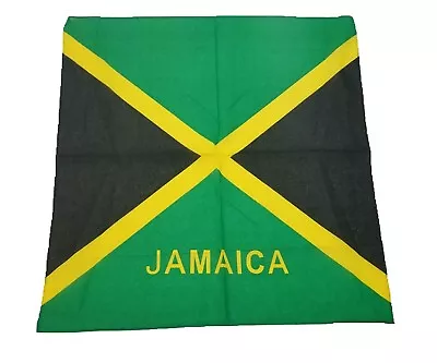 NEW JAMAICAN  FLAG  DESIGN JAMAICA BANDANNA 100% COTTON 22x22  HEAD WRAP SCARF • $8.99