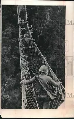 1965 Press Photo US Marines Walk Across Rope Bridge Training For Vietnam War • $19.99