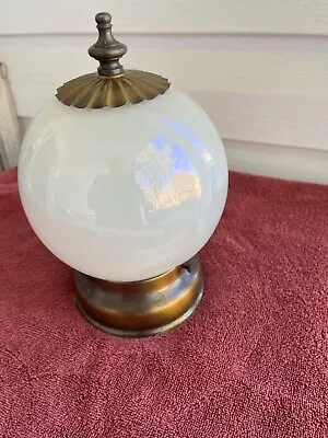 Mid Century Modern White Lustre Globe Light Fixture With Brass Base • $20