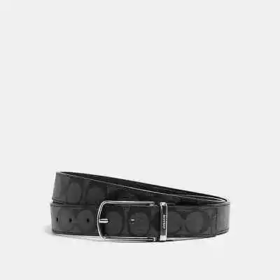 COACH Men's Skinny Buckle Cut-To-Size Reversible Dress Belt 32mm - Black • $70