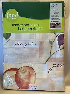 MICROFIBER CHECK Tablecloth  60” X 102”. Oblong “Natural” 2010  #1897 NEW SEALED • $16.96