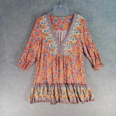 $67.99 • Buy ARNHEM Dress Women 8 Fit Flare Floral Long Sleeve Boho Ruffle Button Ladies